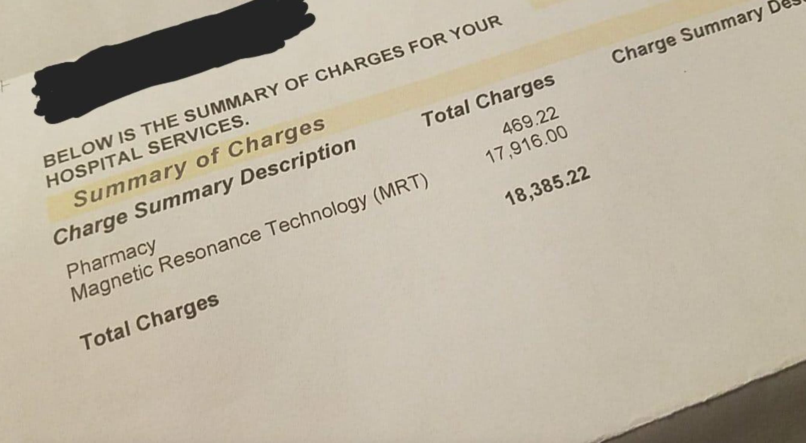 “My hospital bill after a single MRI brain scan in the US.”